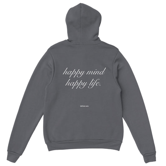Premium Hoodie ''Happy mind, happy life'' - Dunkle Farben